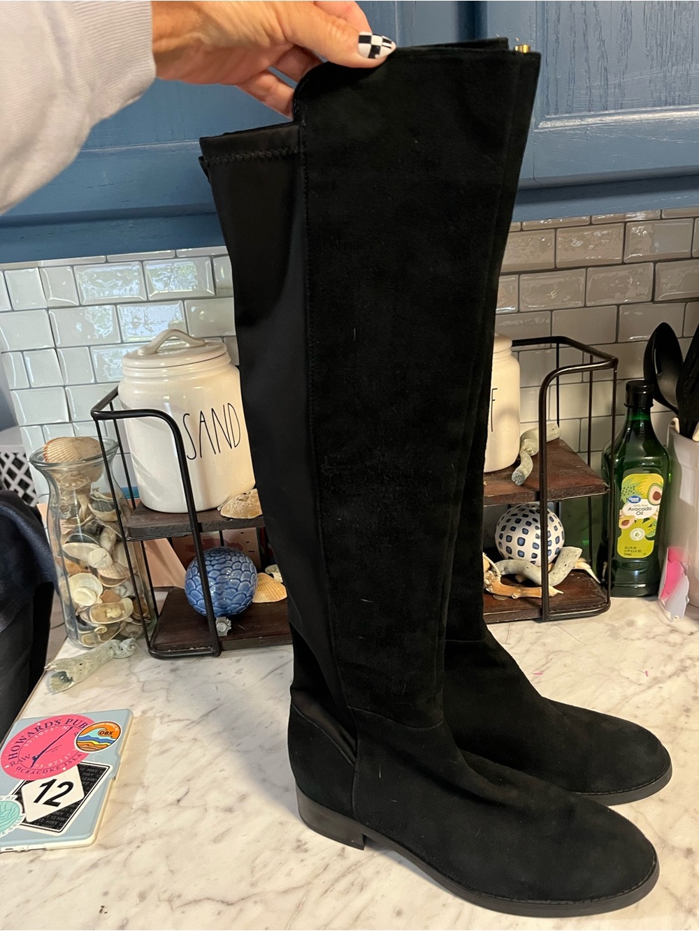 Blondo Black Over-the-Knee Suede-Look Riding Boots